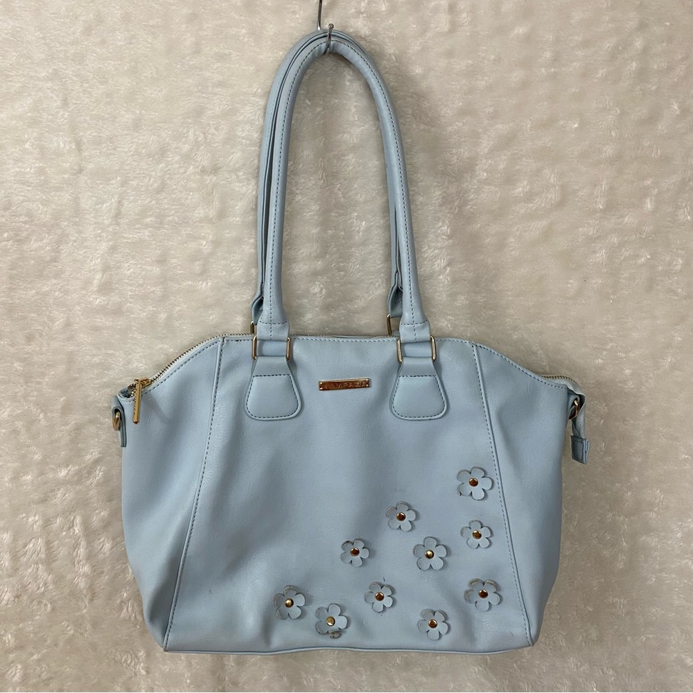Rampage Blue 3-D Flower Detail Shoulder Bag